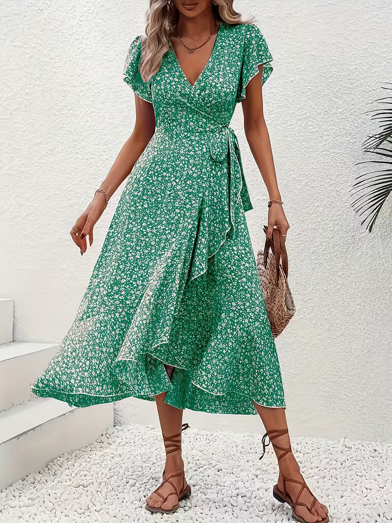 Elara | Robe portefeuille fluide et évasée