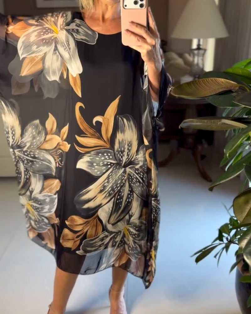 Robe Col Rond Fleurs Tulle