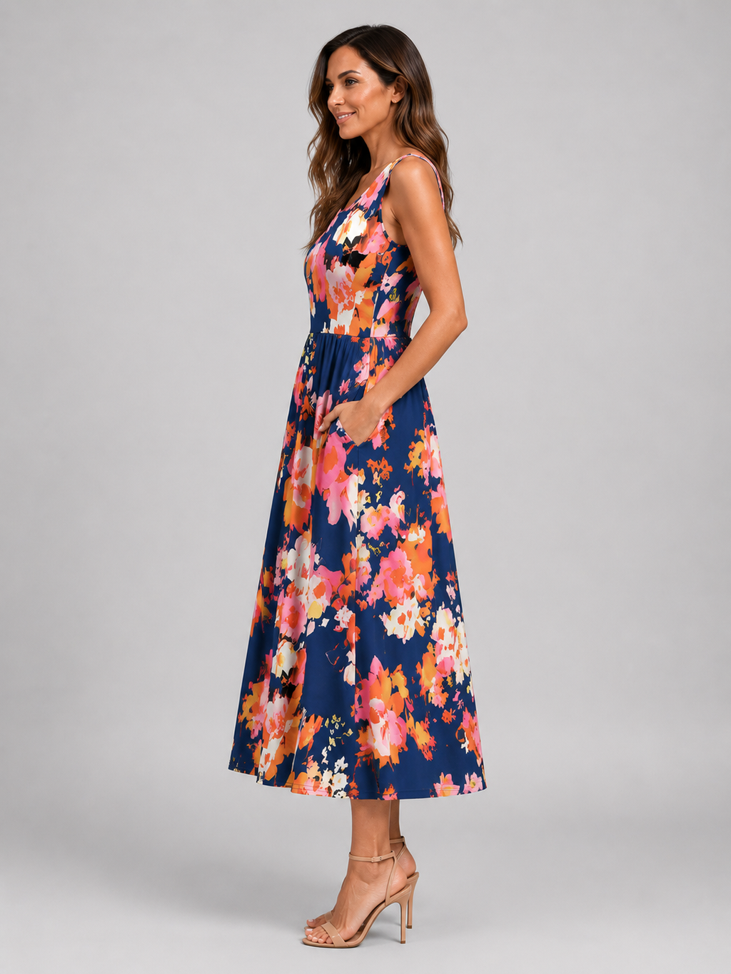 Franica | Robe maxi boho avec motif de feuilles tropicales