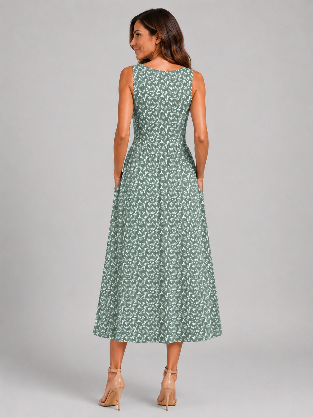 Franica | Robe maxi boho avec motif de feuilles tropicales