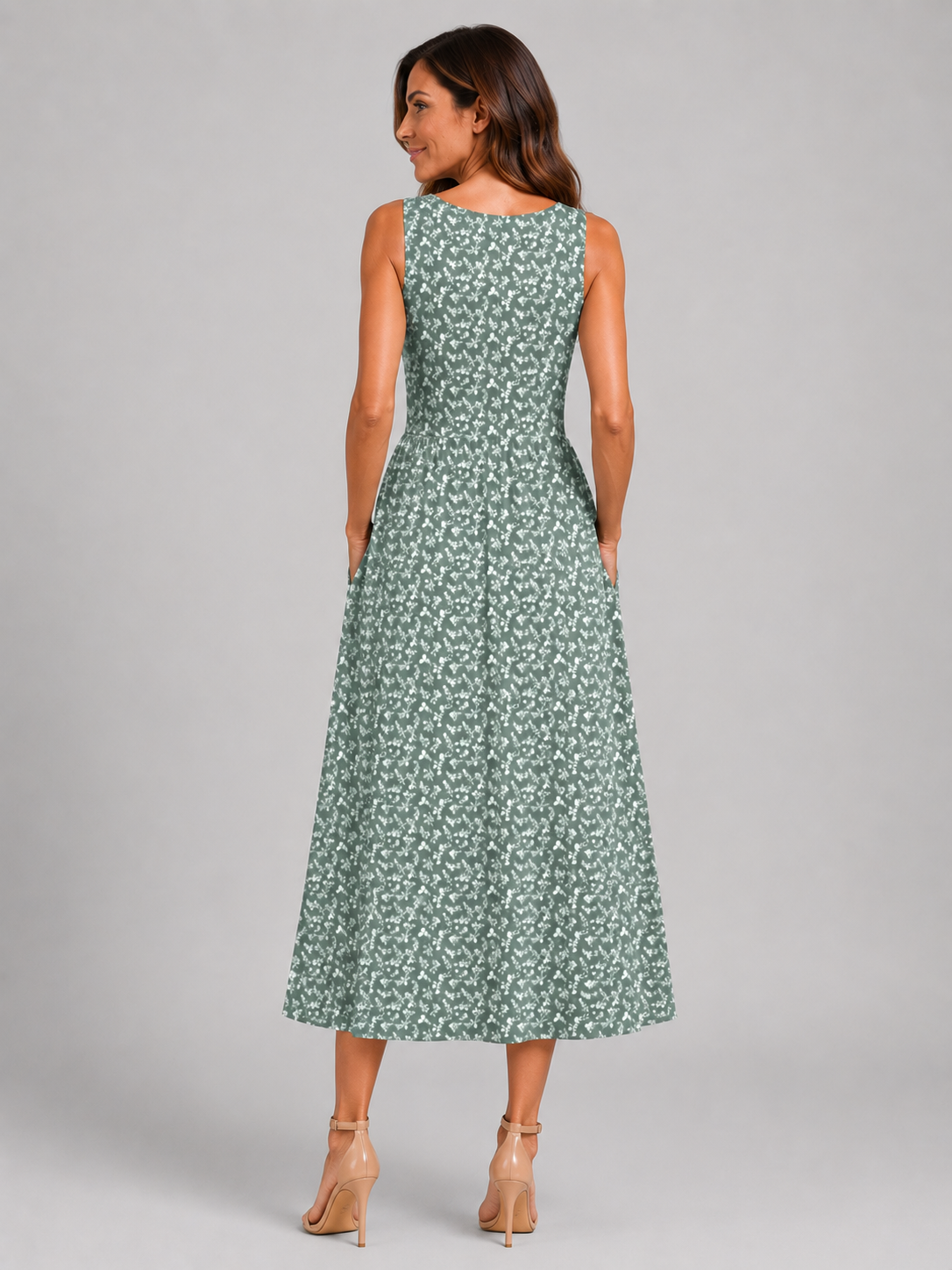 Franica | Robe maxi boho avec motif de feuilles tropicales