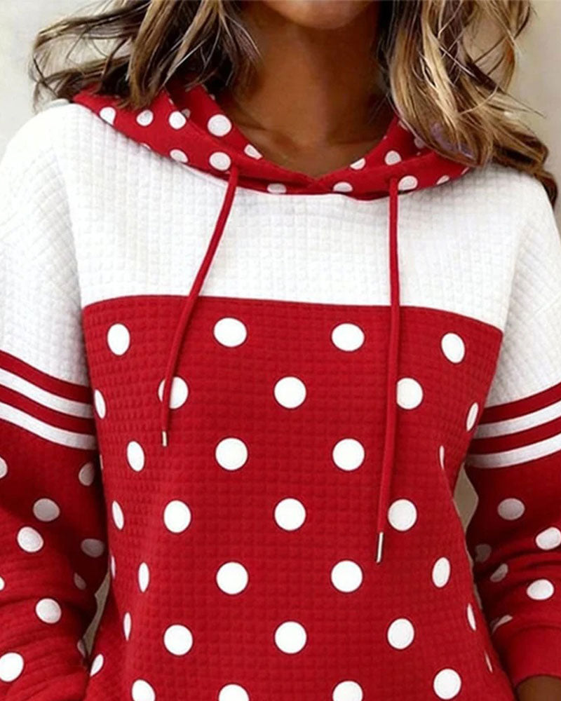 Hoodie Pois Bloc Couleur Cordon