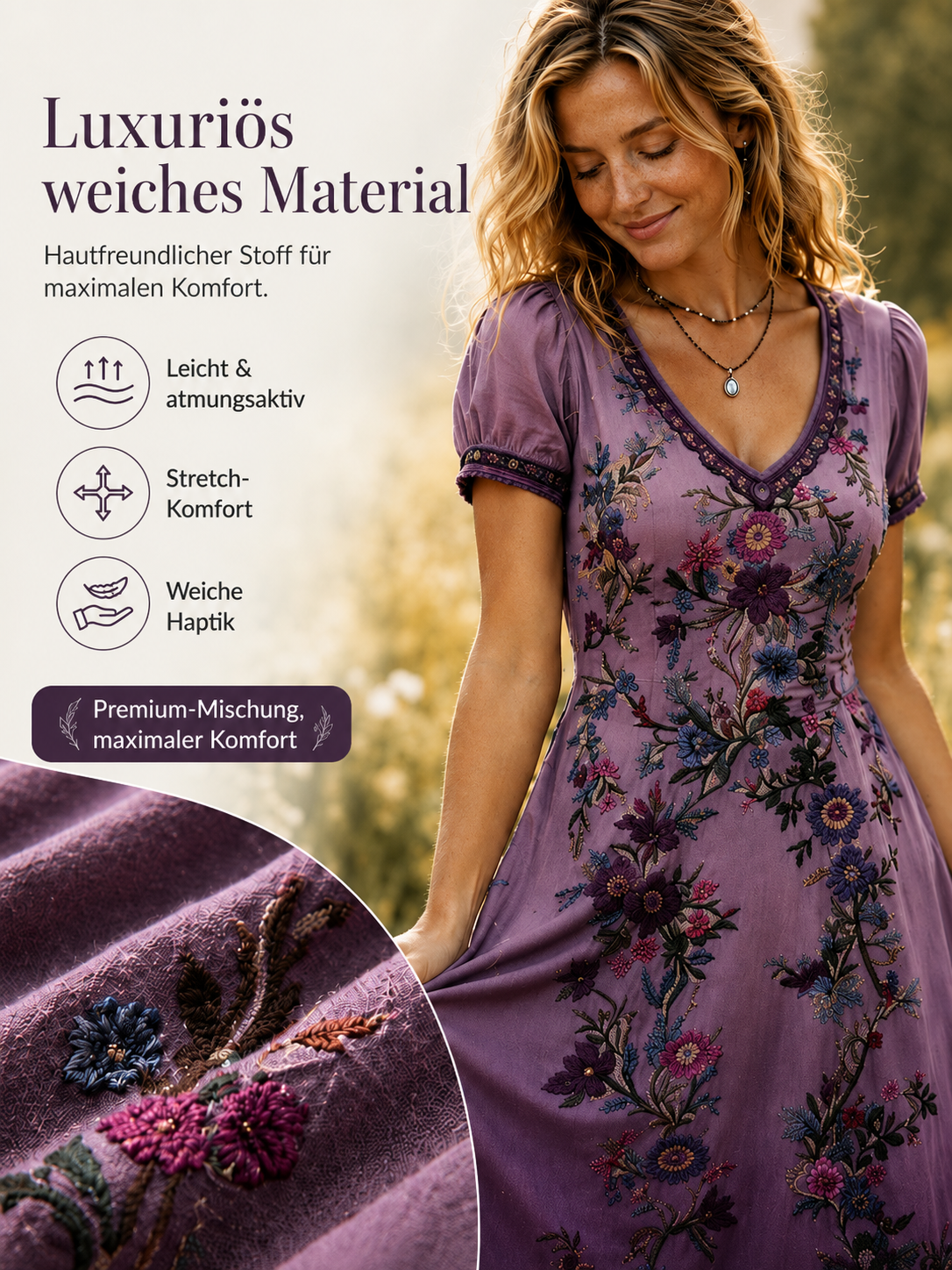 Lelean | Robe maxi vintage dégradée avec décolleté en V