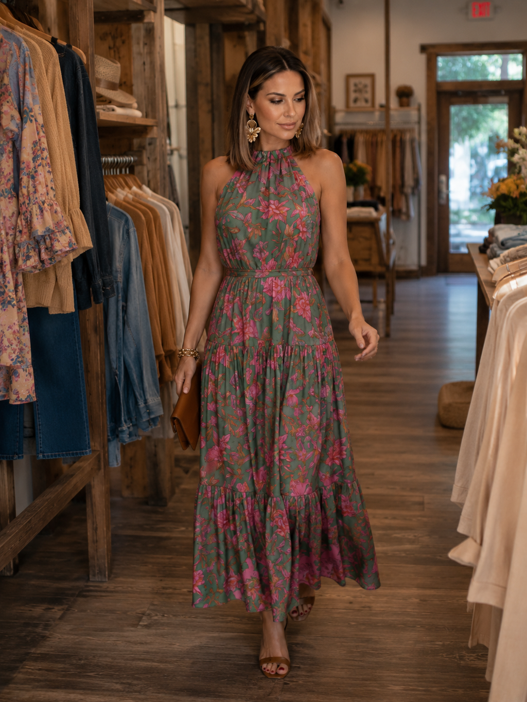 Rambell | Robe dos nu drapée avec imprimé floral