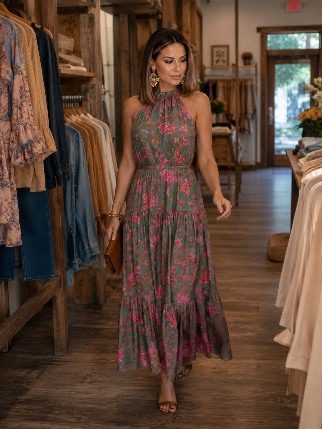 Rambell | Robe dos nu drapée avec imprimé floral