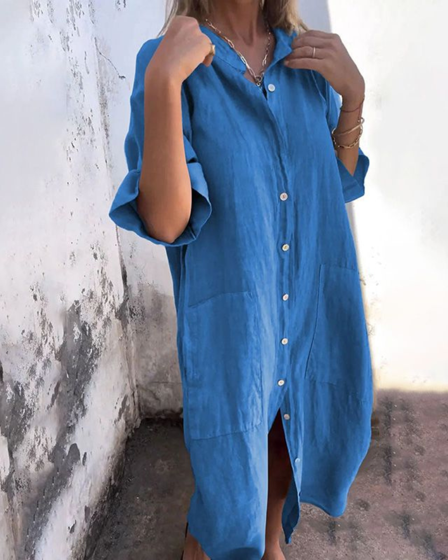 Meiva™ - Robe chemise en coton-lin