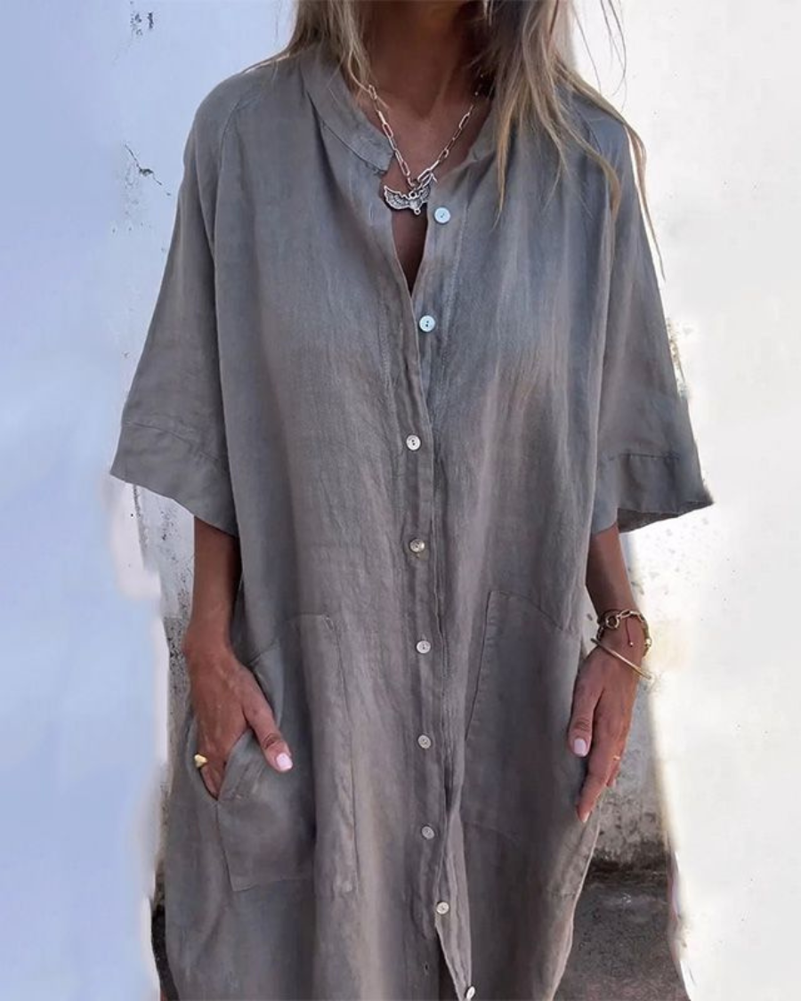 Meiva™ - Robe chemise en coton-lin
