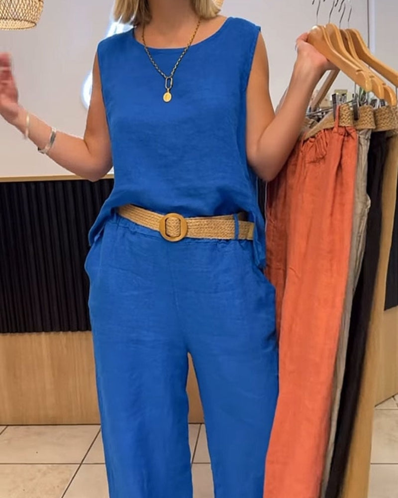 Sienna | Ensemble Femme 2 Pièces Top Sans Manches Pantalons Larges