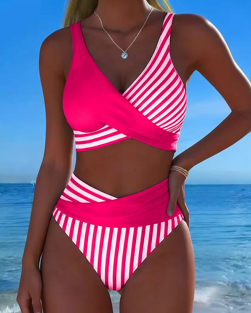 Giulia | Bikini rayé pour femmes avec décolleté en V
