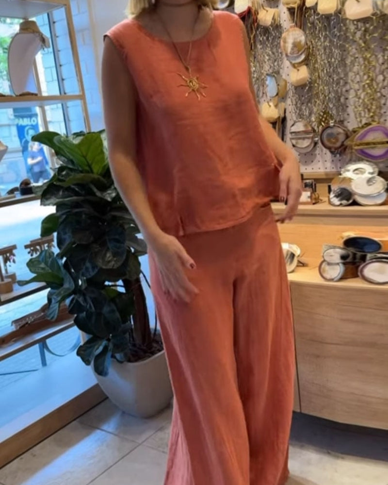 Sienna | Ensemble Femme 2 Pièces Top Sans Manches Pantalons Larges