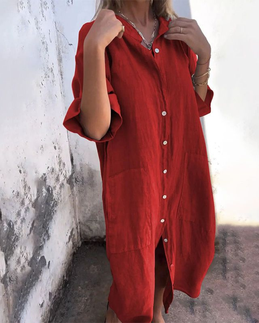 Meiva™ - Robe chemise en coton-lin