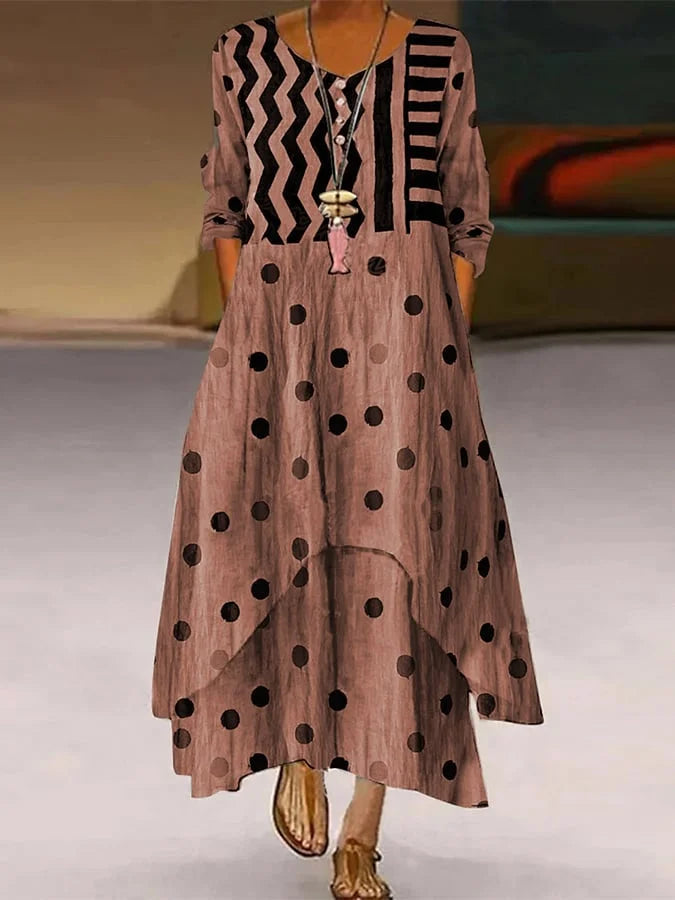 MW | Robe maxi à pois et motif géométrique