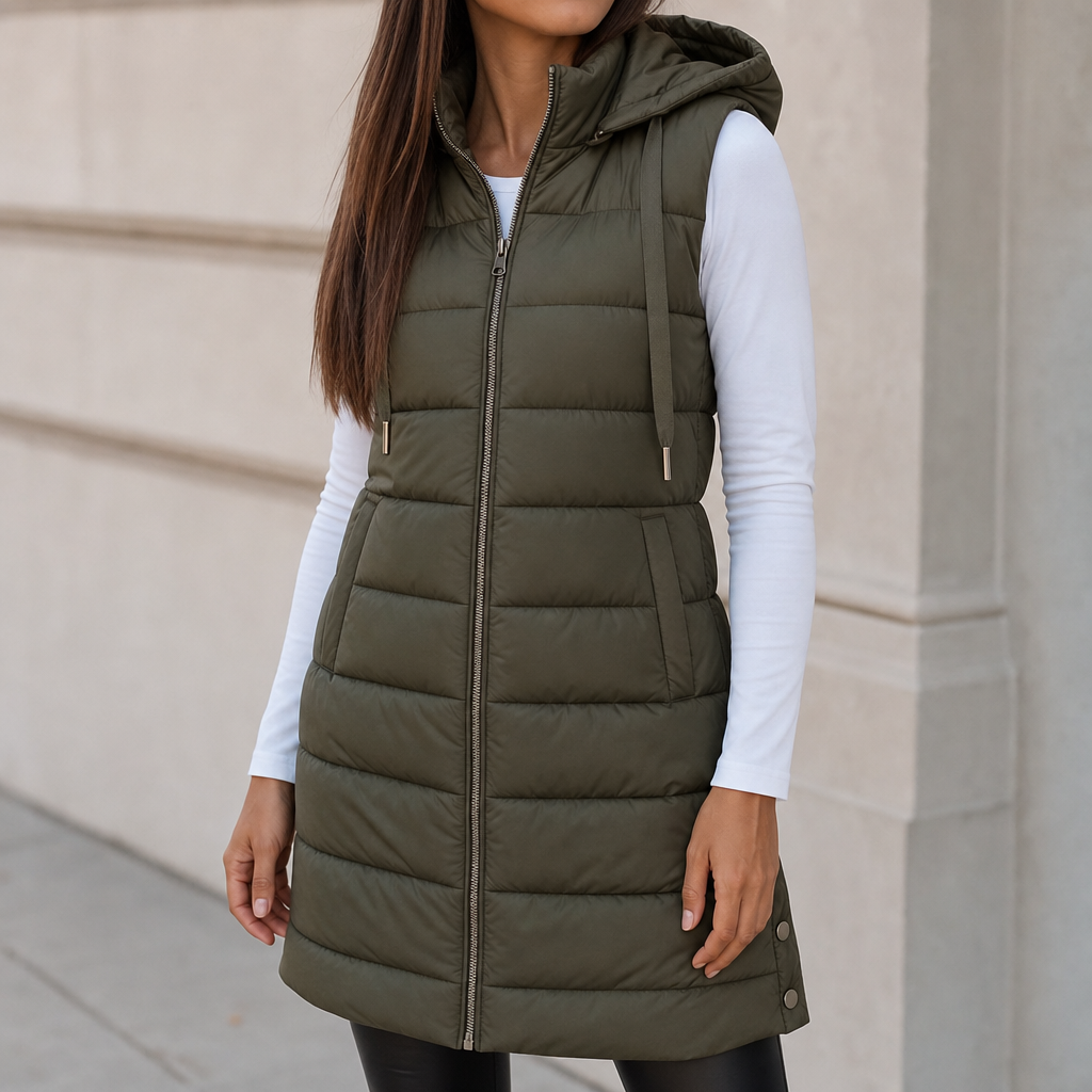 Amelie | Gilet Puffer Long Élégant et Polyvalent pour Femmes
