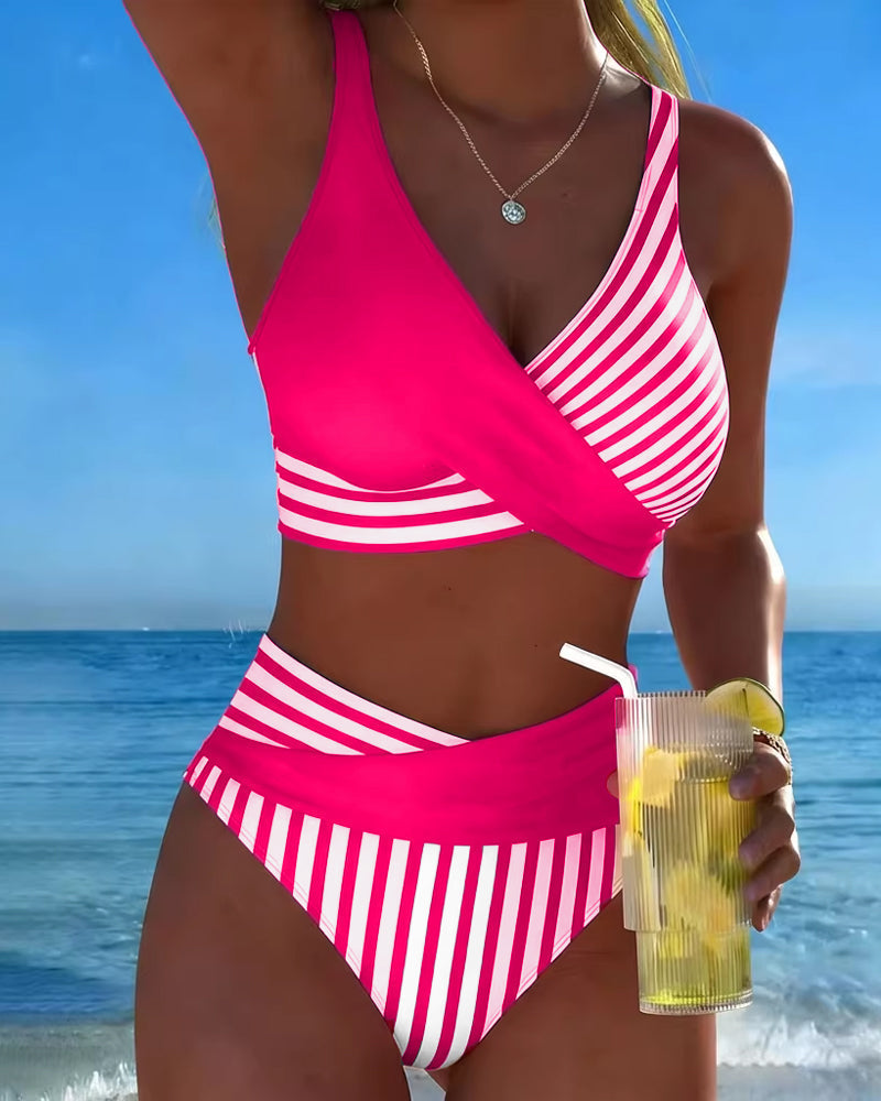 Giulia | Bikini rayé pour femmes avec décolleté en V