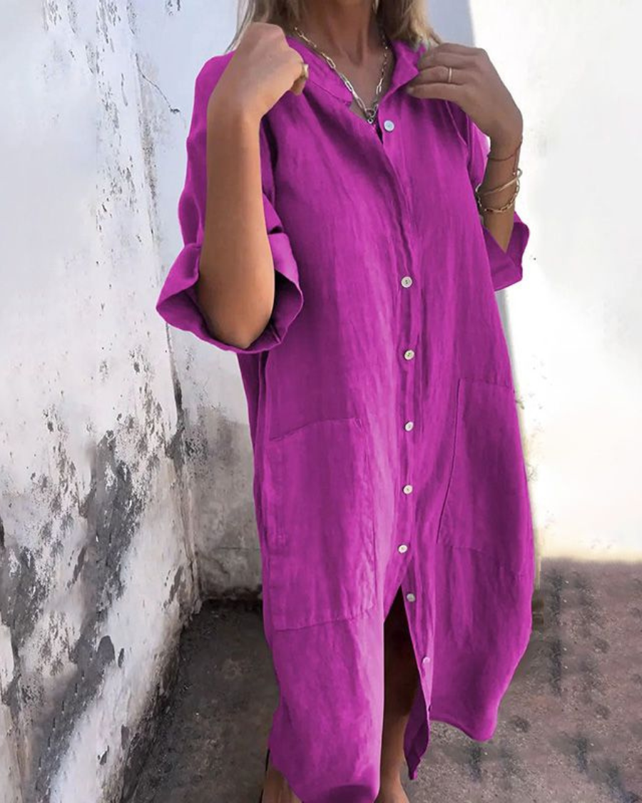 Meiva™ - Robe chemise en coton-lin