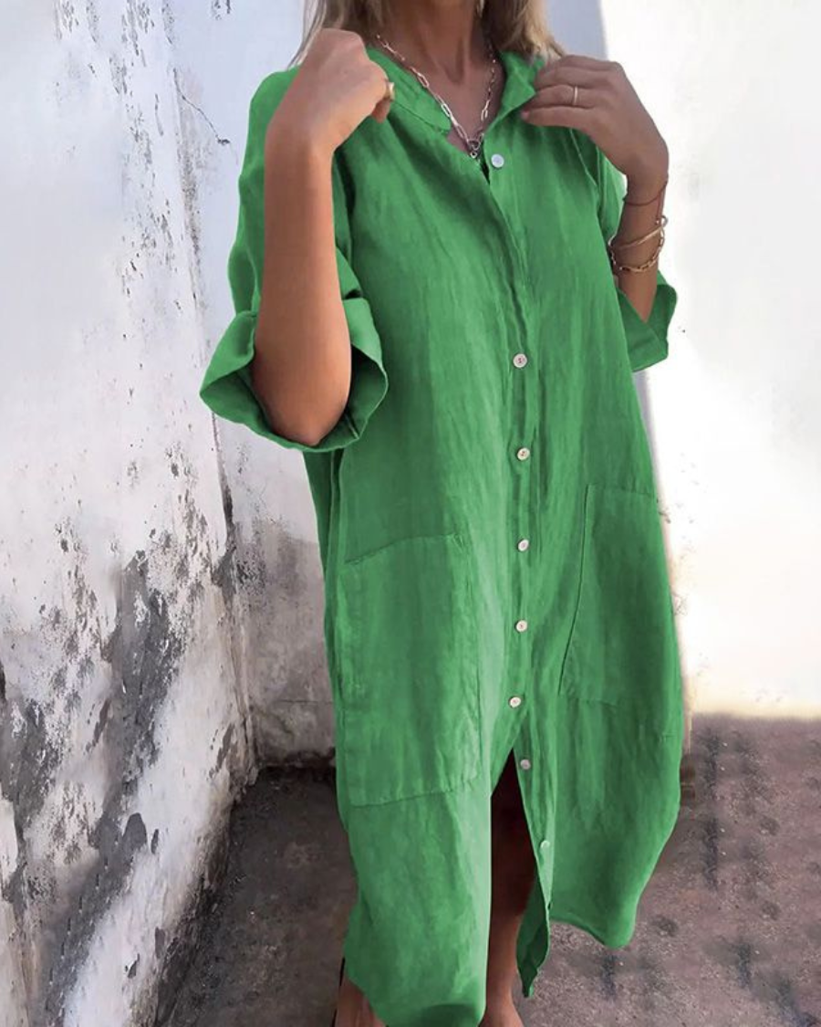 Meiva™ - Robe chemise en coton-lin