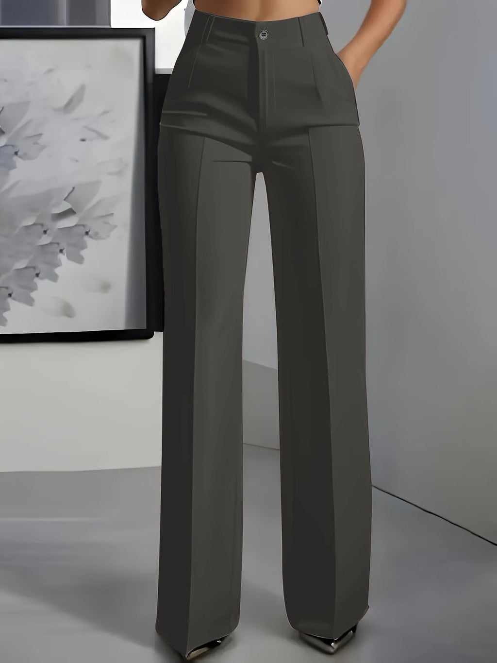 Pantalon taille haute pour femmes avec taille élastique