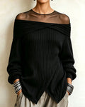 Pullover Hors Épaule Asymétrique Mesh