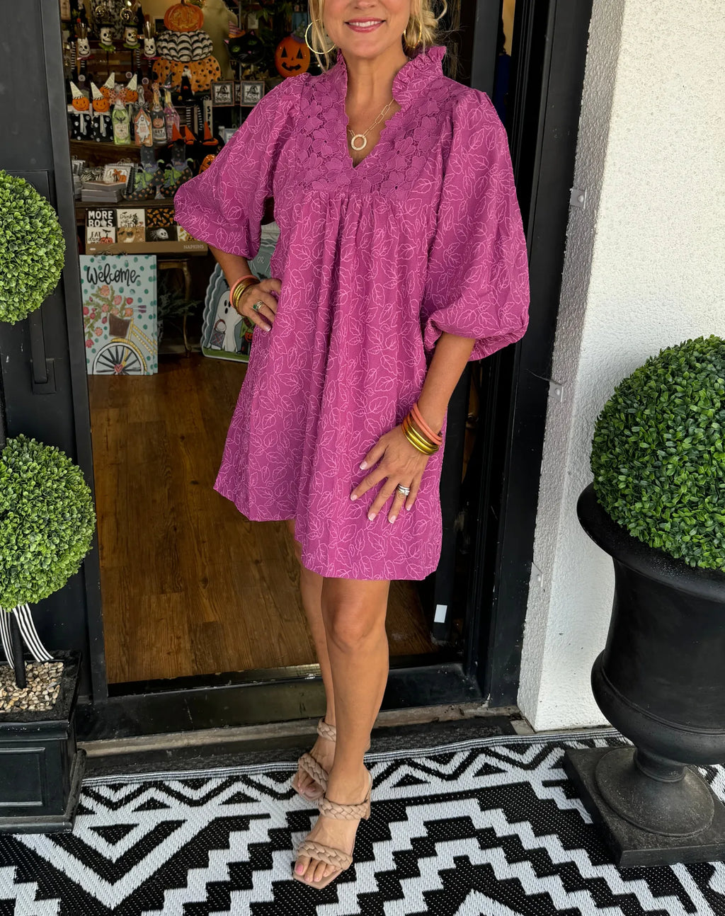 Faye | Robe Mini à Manches Bouffantes pour Femme en V