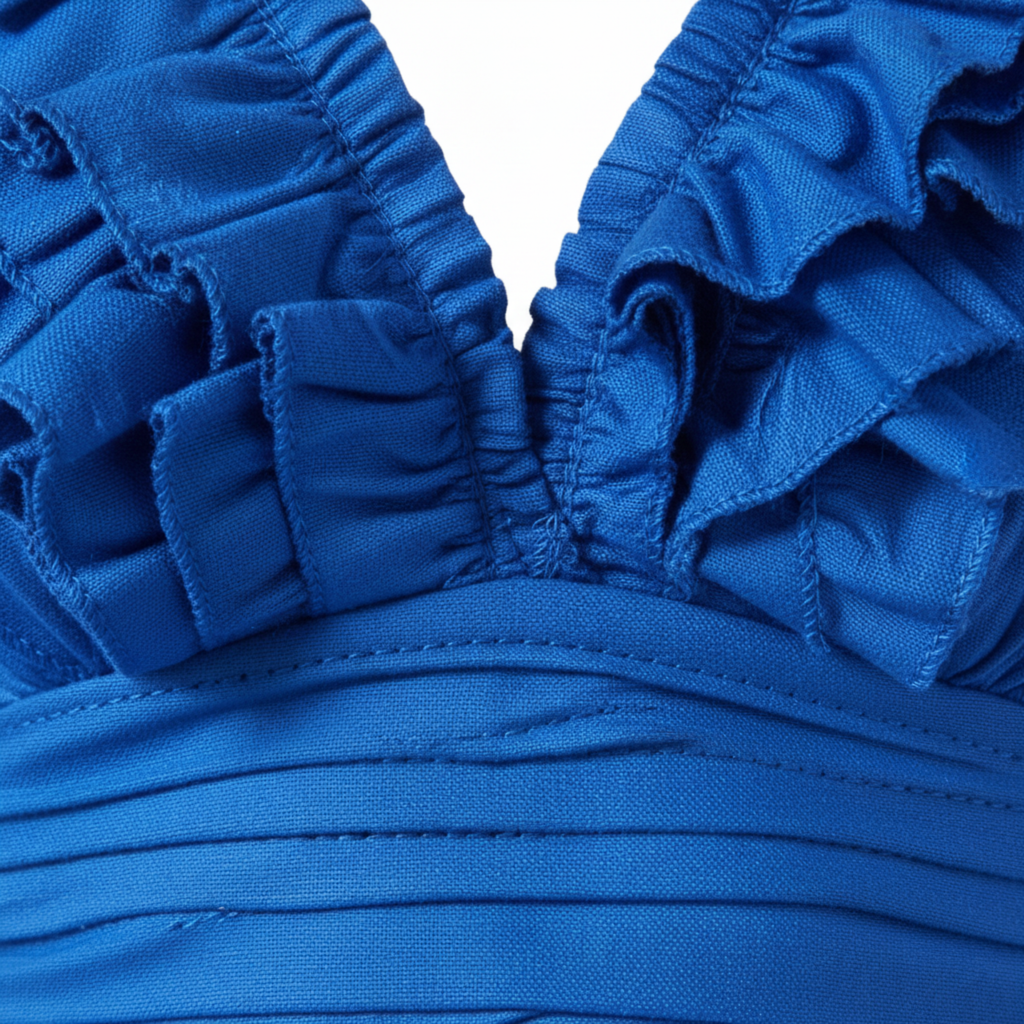 Ensemble Jupe Longue et Crop Top à Volants en Satin pour Femme