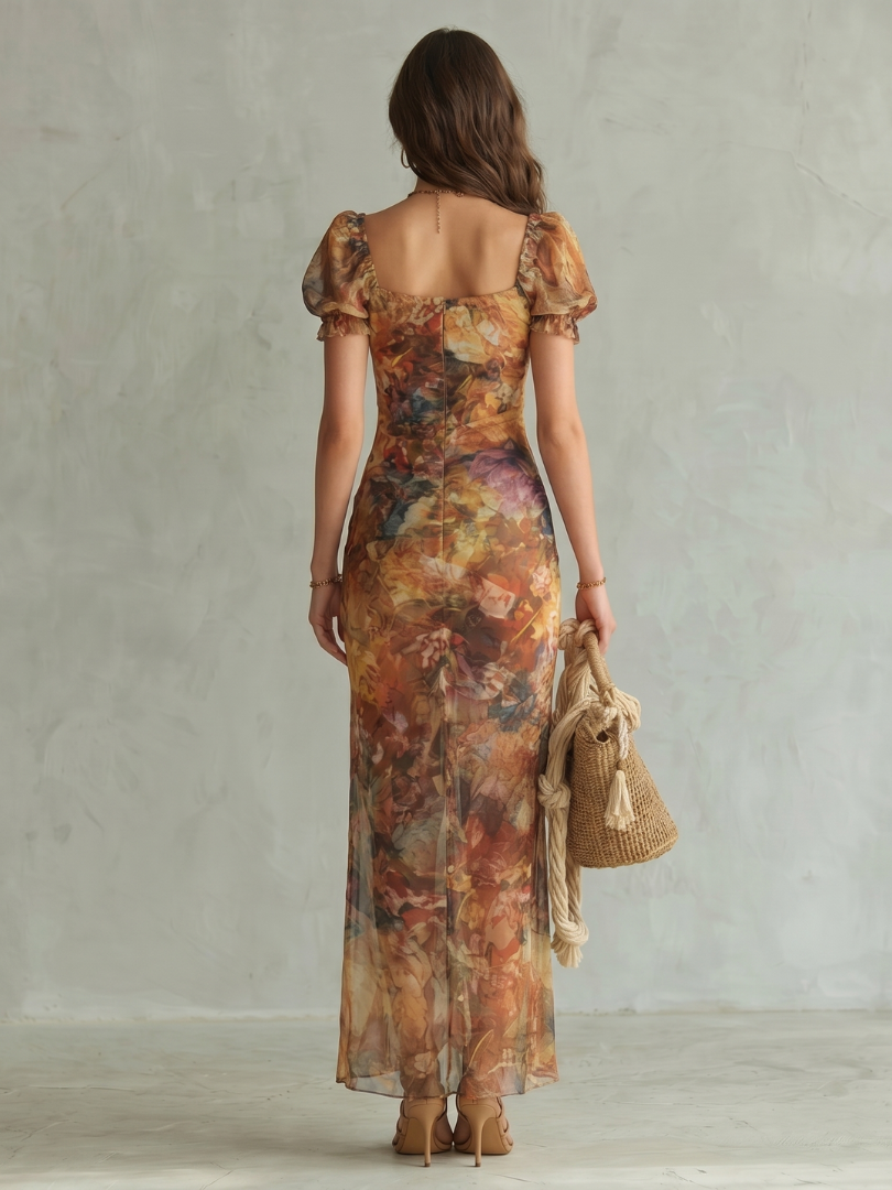 Ciel | Robe midi à volants et fente