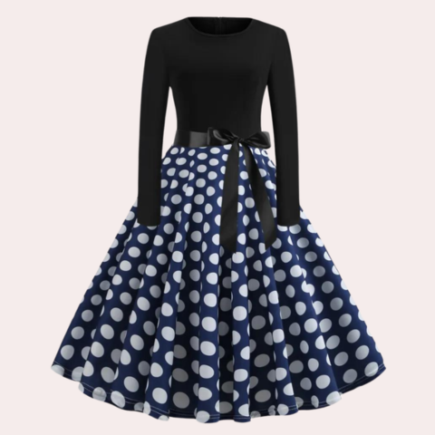 Robe à col rond à motifs floraux pour femme | Midi