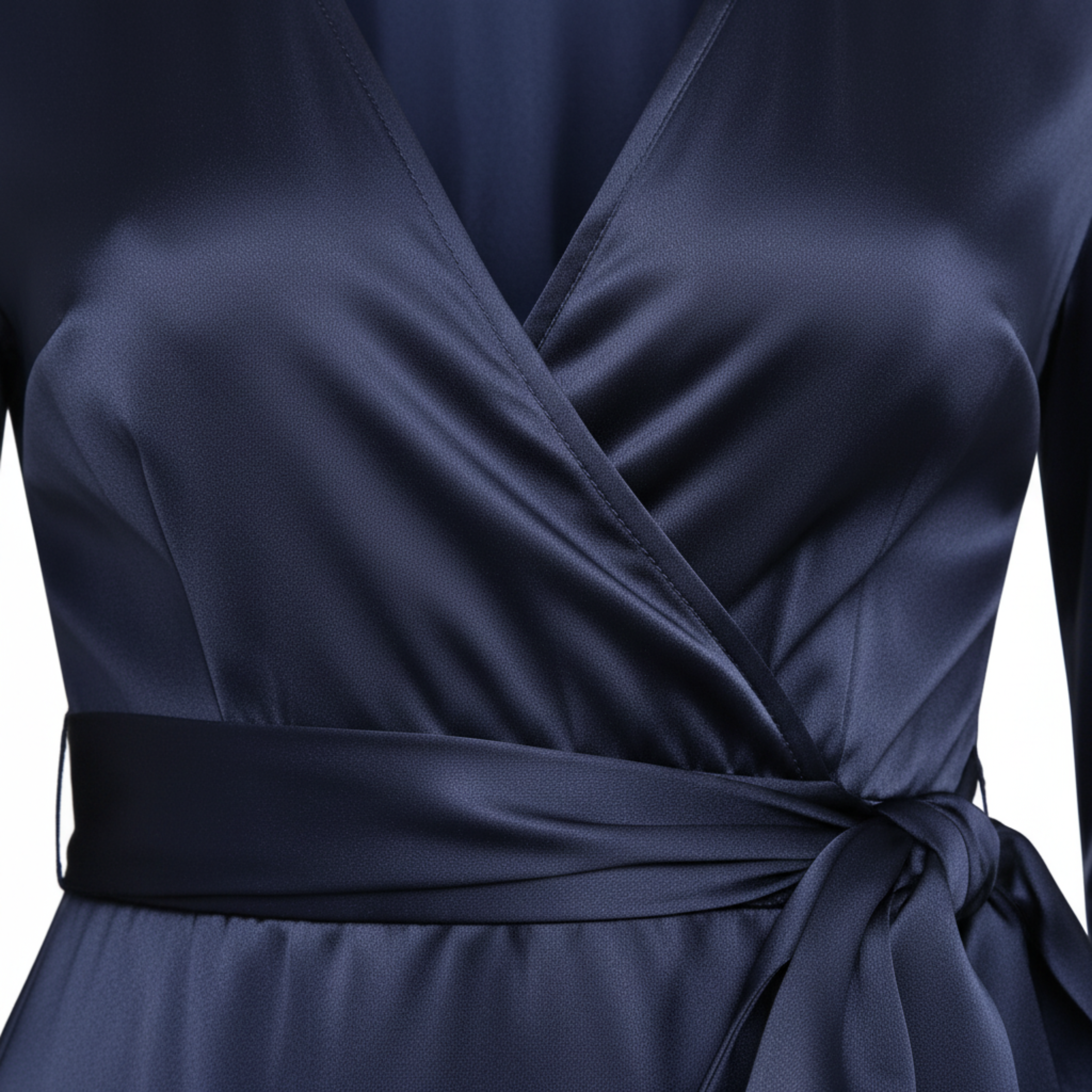 Robe de Cocktail Longue en Satin Design Cache-Cœur avec Jupe Cascade