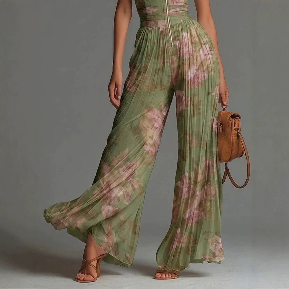 Elziora | Jumpsuit plissé élégant avec motif floral