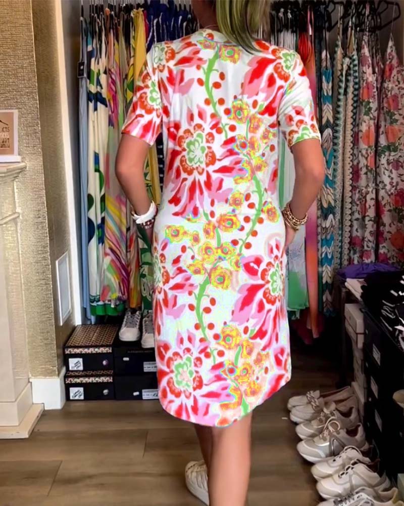 Federica™ - Robe à manches courtes avec imprimé floral