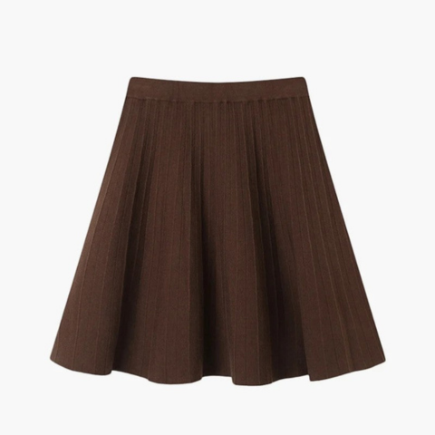 Jupe plissée en maille taille haute pour femme | Mini
