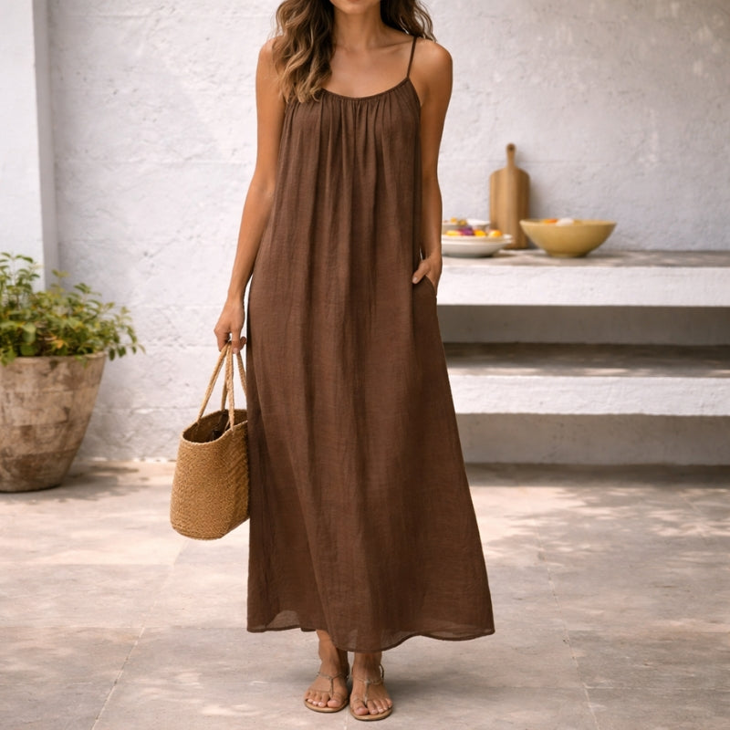 Robe Maxi Dos Nu à Bretelles Réglables pour Femme | Idéale pour les Journées Estivales et les Sorties Décontractées