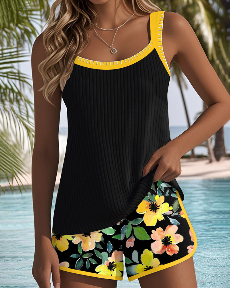 Daphne - Tankini avec Short et Imprimé Floral