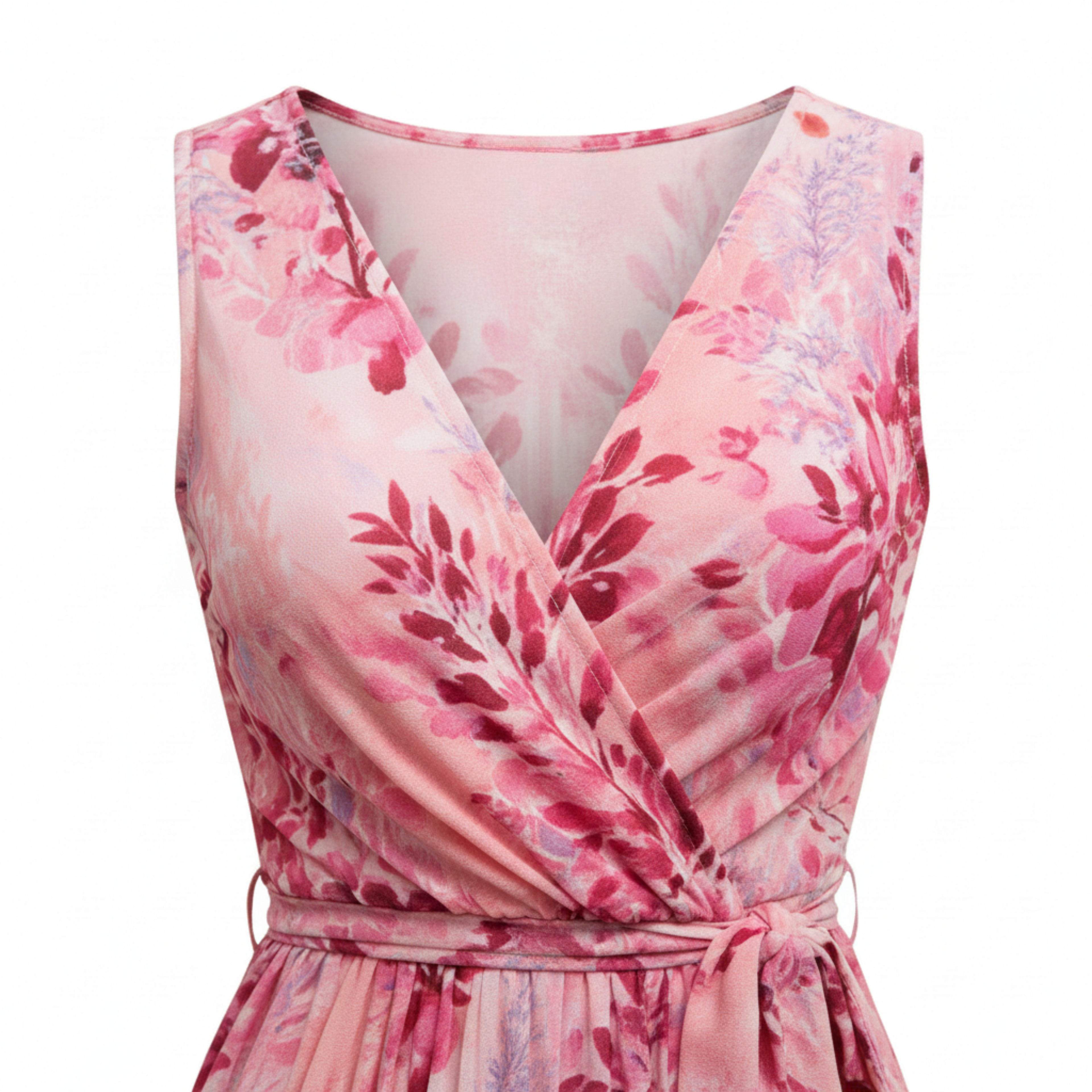 Robe Maxi Fleurie à Décolleté en V et Fente Latérale pour Femme