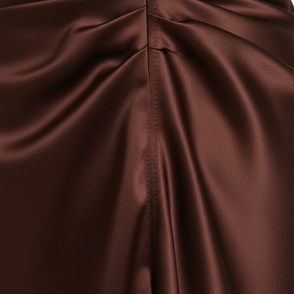 Robe Maxi Satinée à Encolure Carrée pour Invitée de Mariage avec Gants