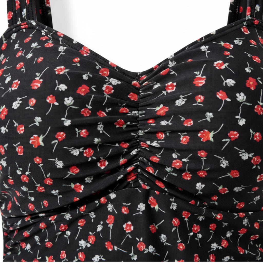 Maillot de Bain Grande Taille Une Pièce Imprimé Floral avec Fronces