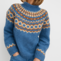 Pull Polo Tricoté pour Femme avec Motif Norvégien Coloré