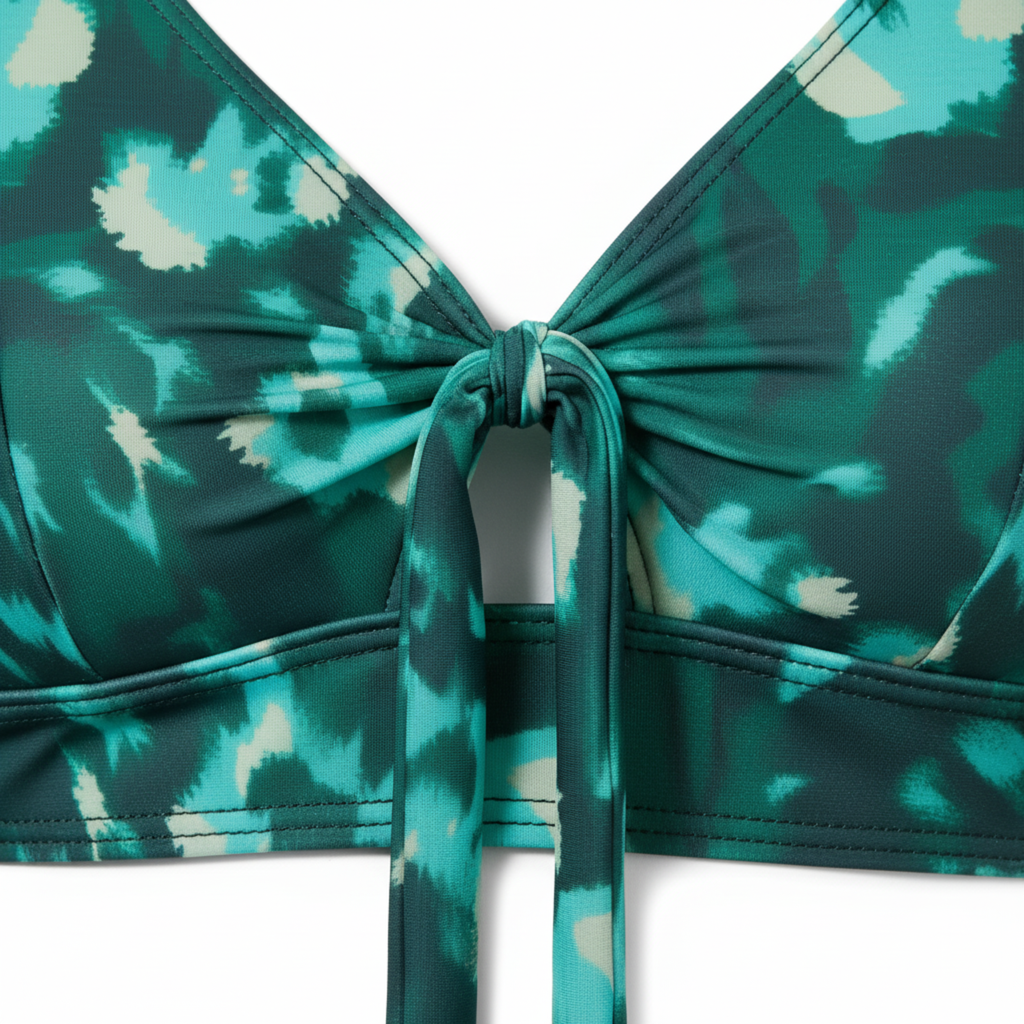 Maillot de Bain Trois Pièces Taille Haute pour Femme avec Haut à Nouer