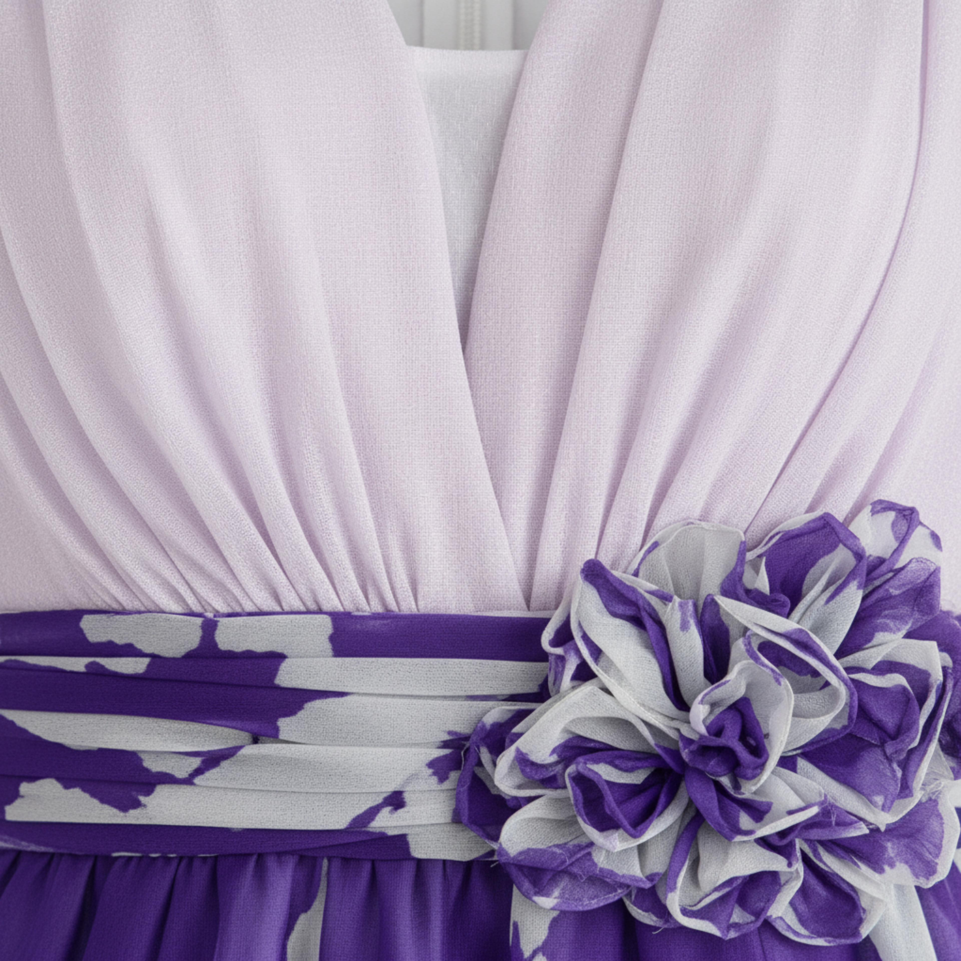 Robe de Soirée Wedding Guest Dress Fleurie avec Manches Ballons et Col en V