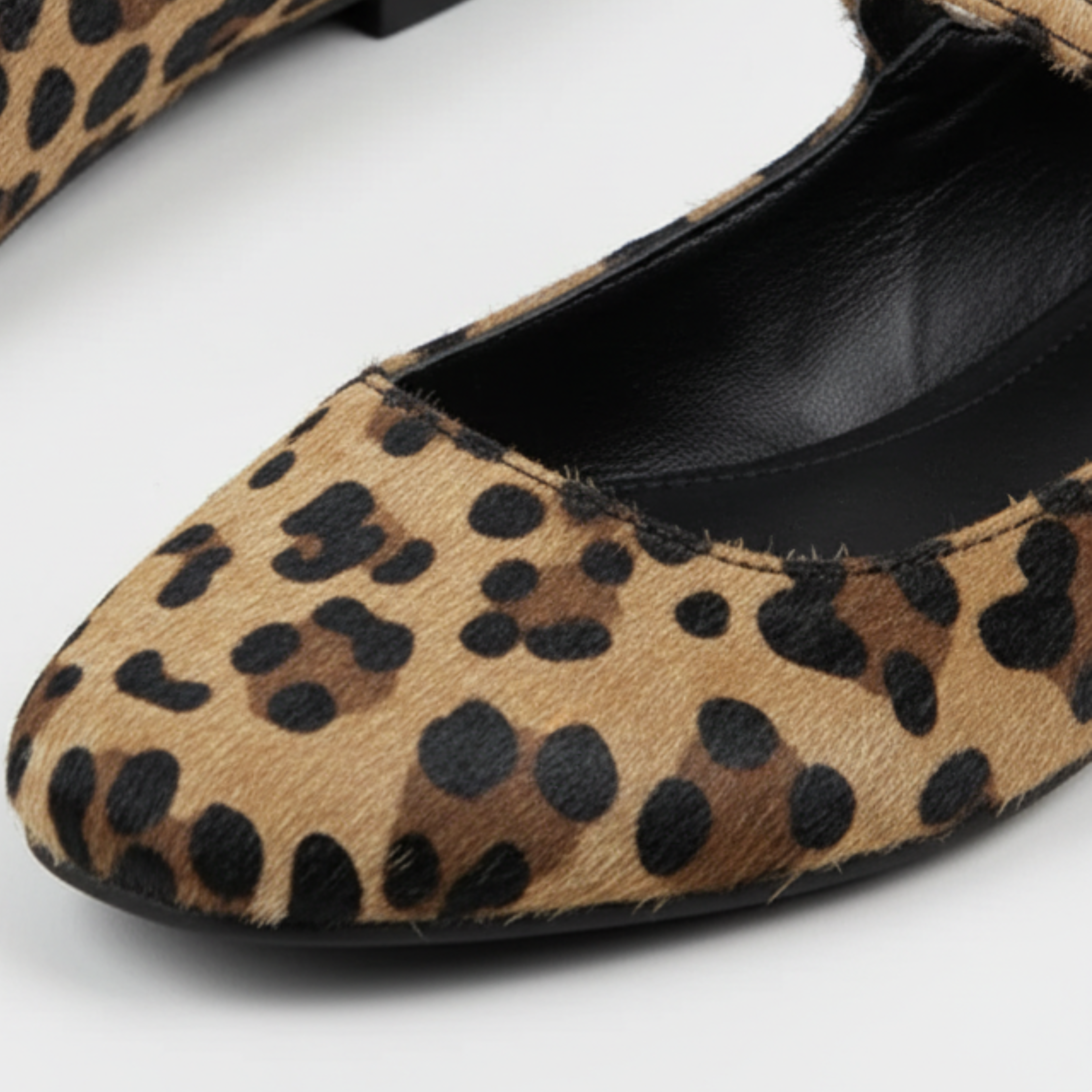 Ballerines Mary Jane pour Femme à Imprimé Léopard avec Bride et Semelle Plate
