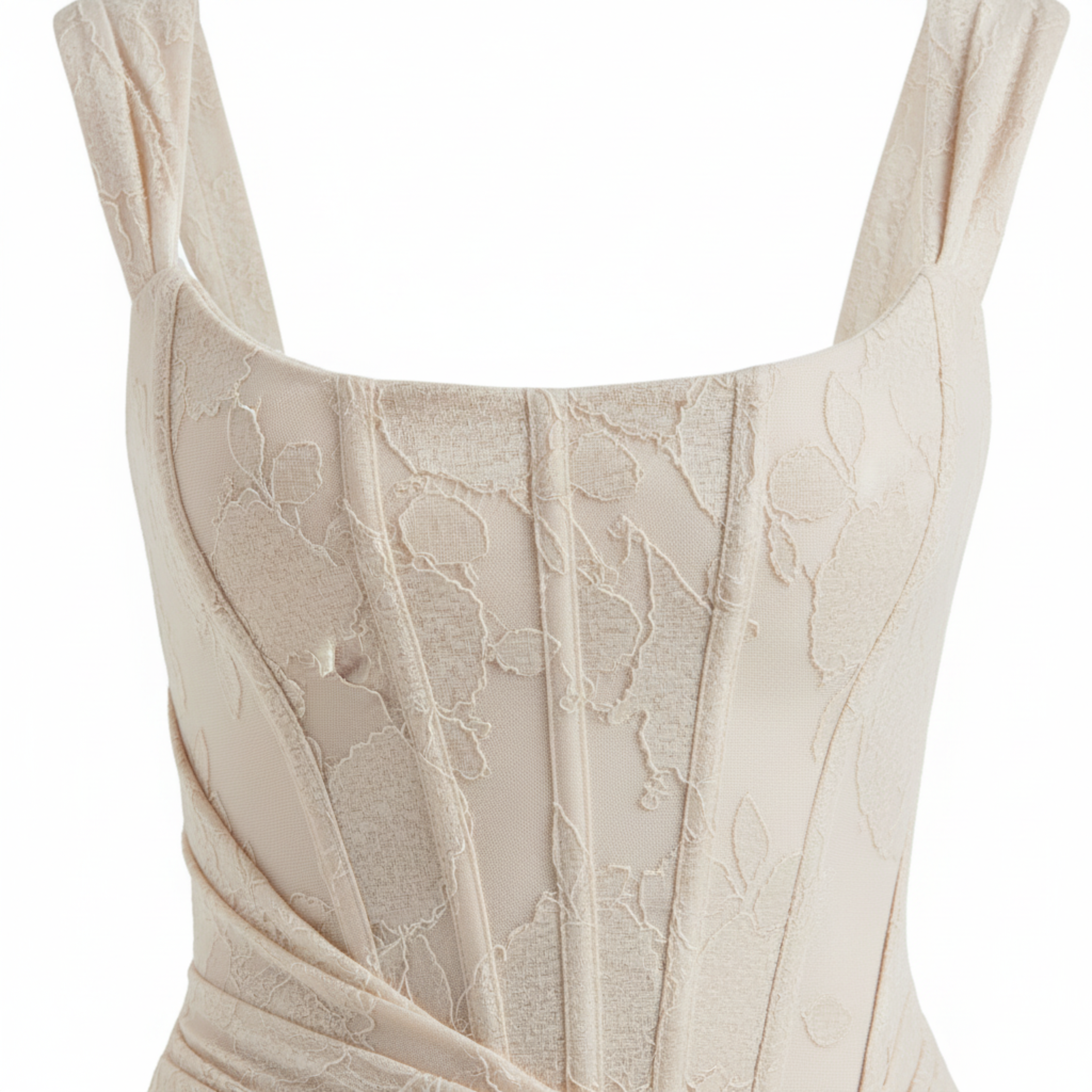 Robe Sirène en Dentelle avec Épaules Dénudées et Bustier pour Femme