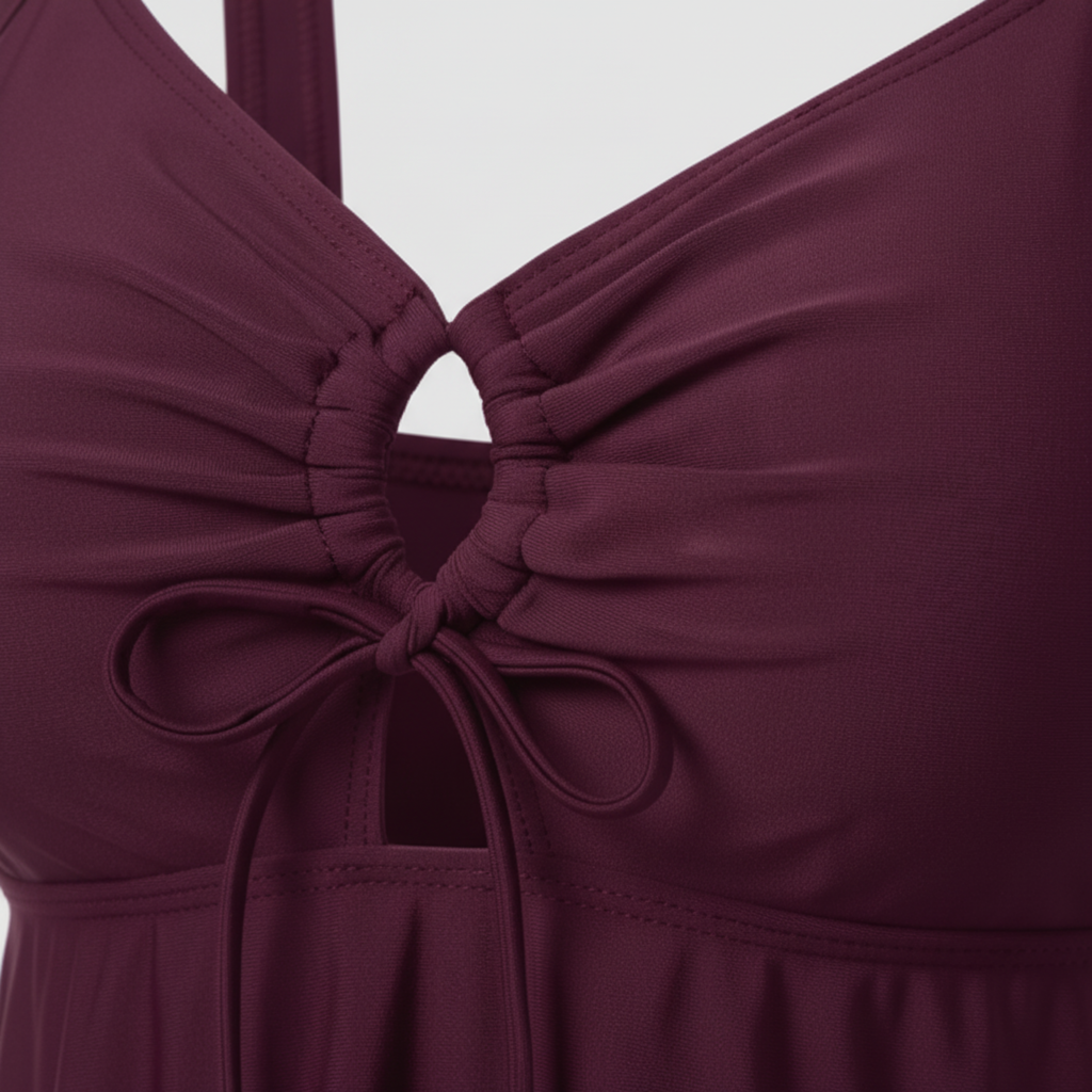 Haut de Tankini Taille Haute pour Femme avec Décolleté Goutte et Coupe Tunique