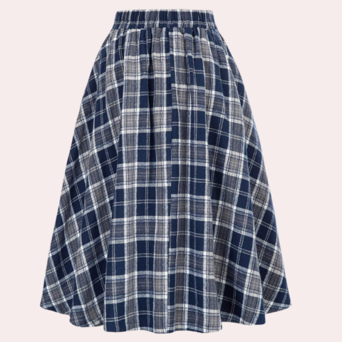 Jupe à carreaux élégante à taille haute pour femme | Midi