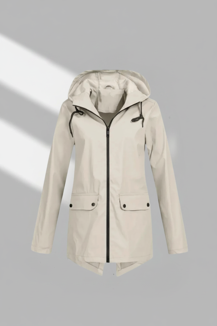 Manteau utilitaire à capuche et fermeture éclair longue