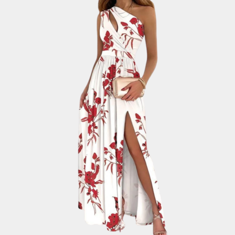 Robe à fleurs asymétrique pour femme | Maxi