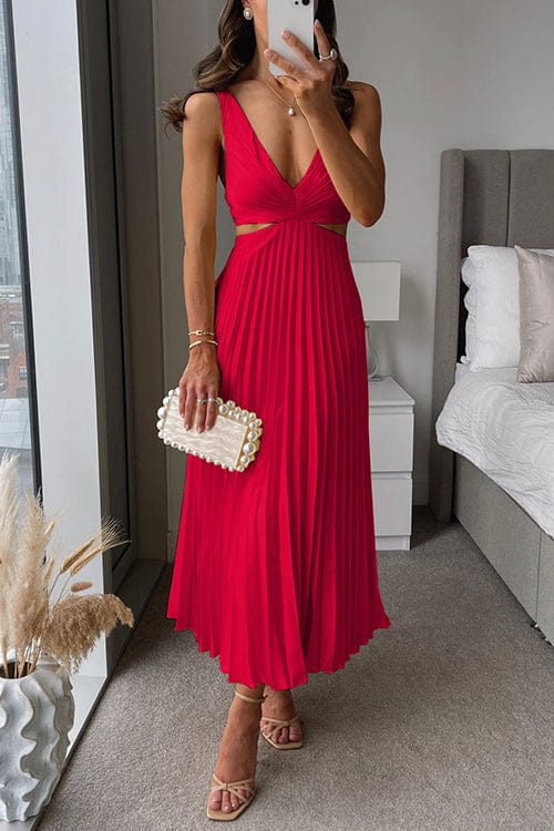 Sanne | Robe midi en satin chic avec des plis élégants
