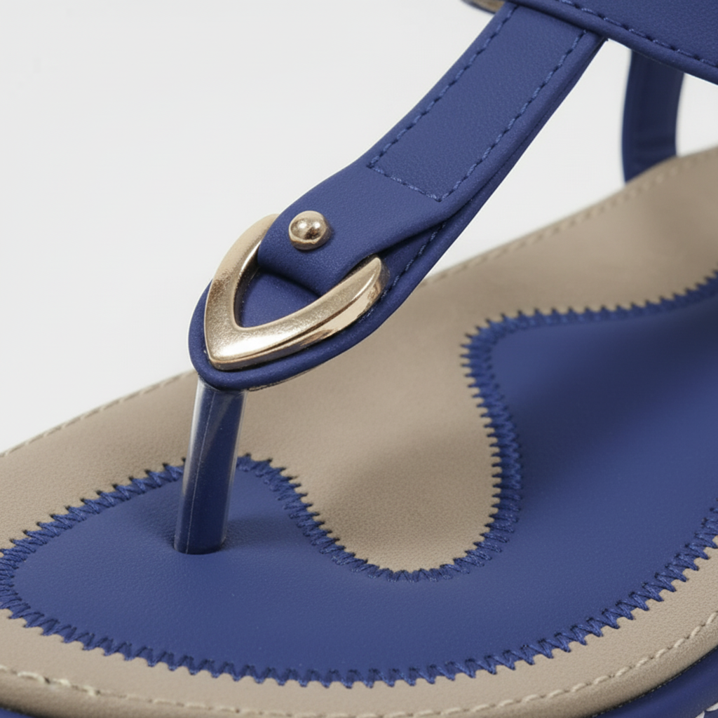 Sandales Plates pour Femme Tongs à Bride Arrière Élastique et Détail Métallique