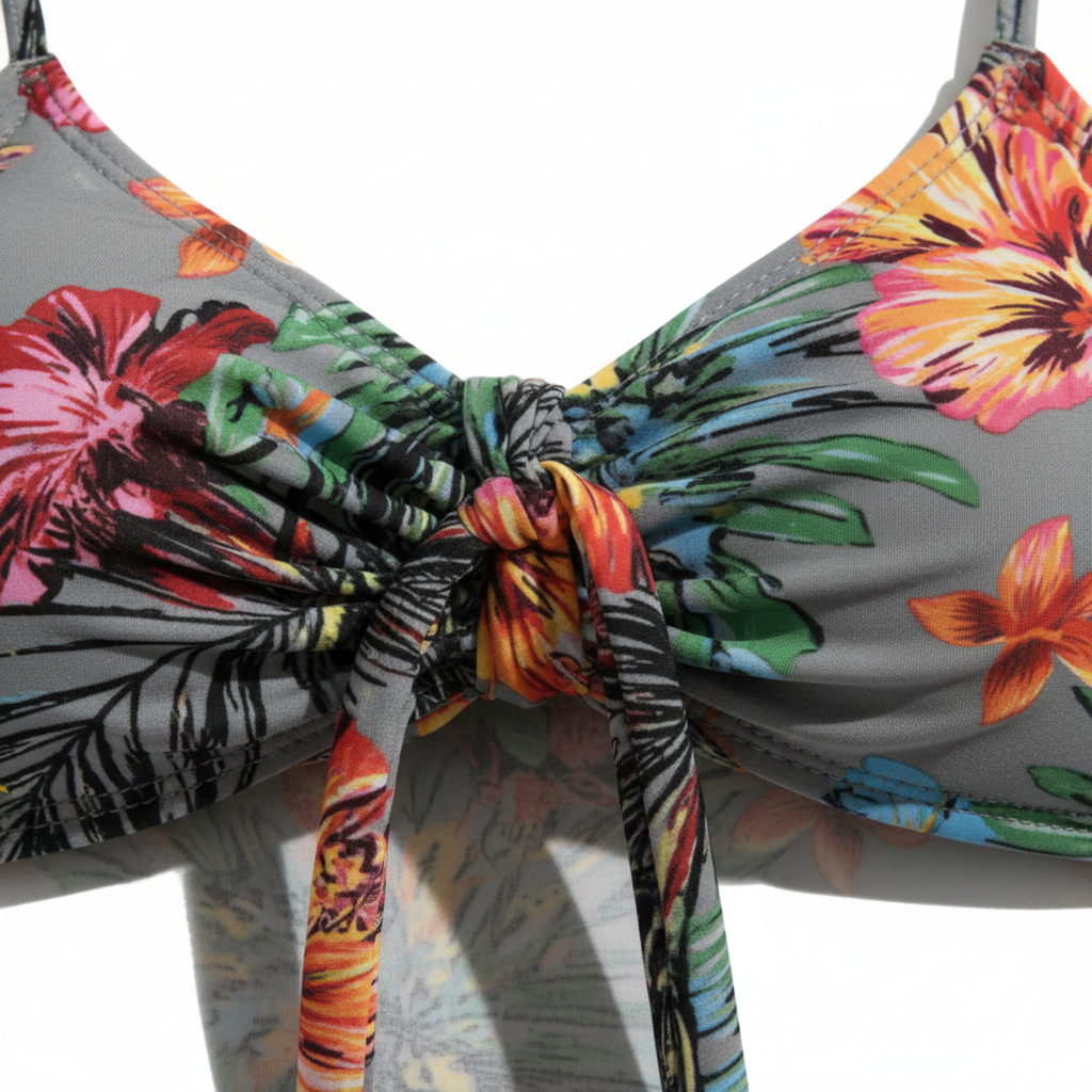 Ensemble Bikini 3 Pièces pour Femme avec Kimono Assorti et Motif Floral