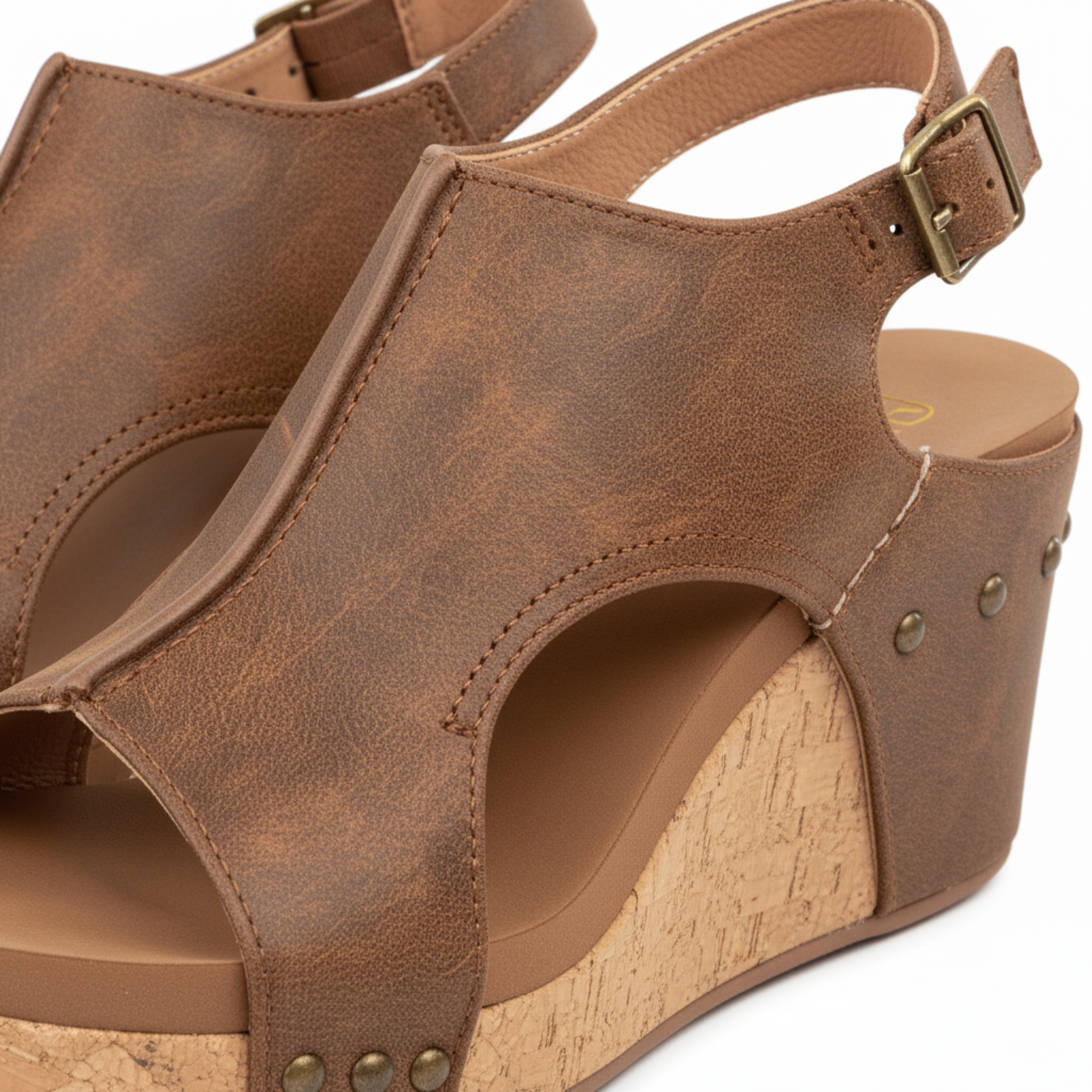 Sandales à Plateforme pour Femme Chaussures Compensées à Bout Ouvert Effet Liège