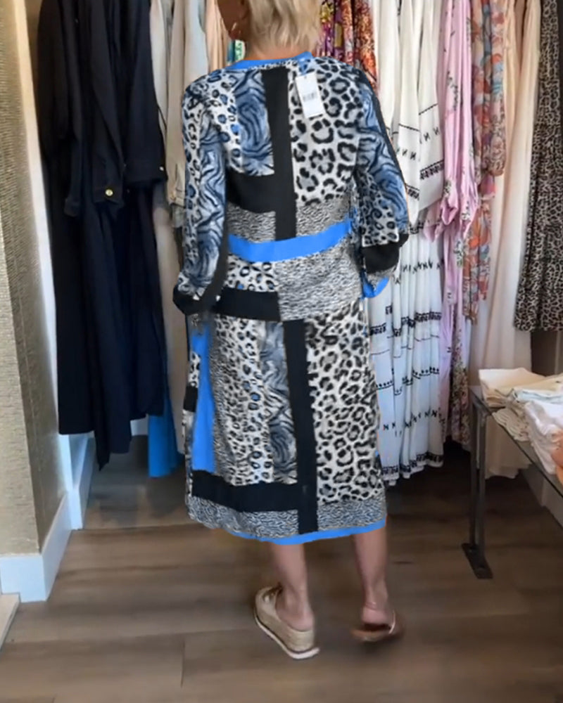 Robe à imprimé géométrique léopard