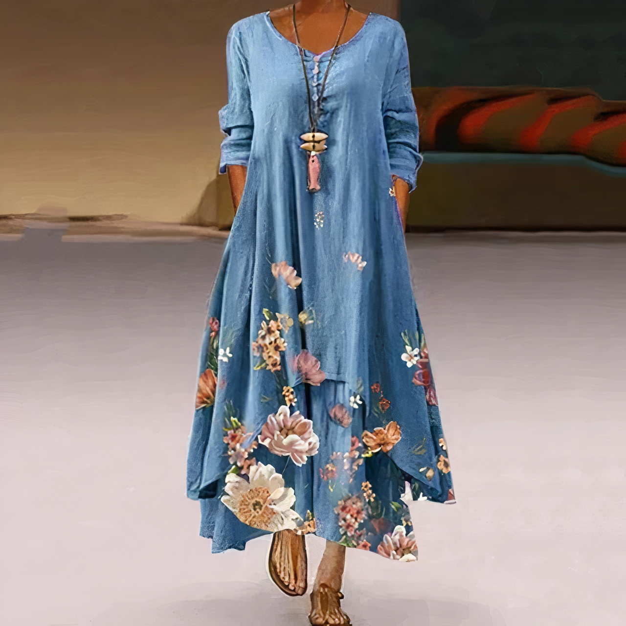 Flora | Robe Maxi Longue à Imprimé Floral pour Femmes